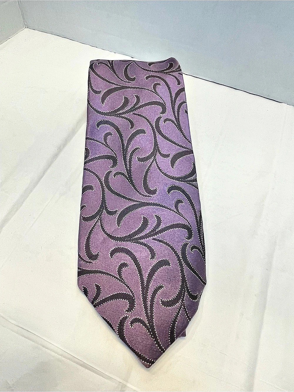 Alfred Sung Purple & Black Abstract Tie